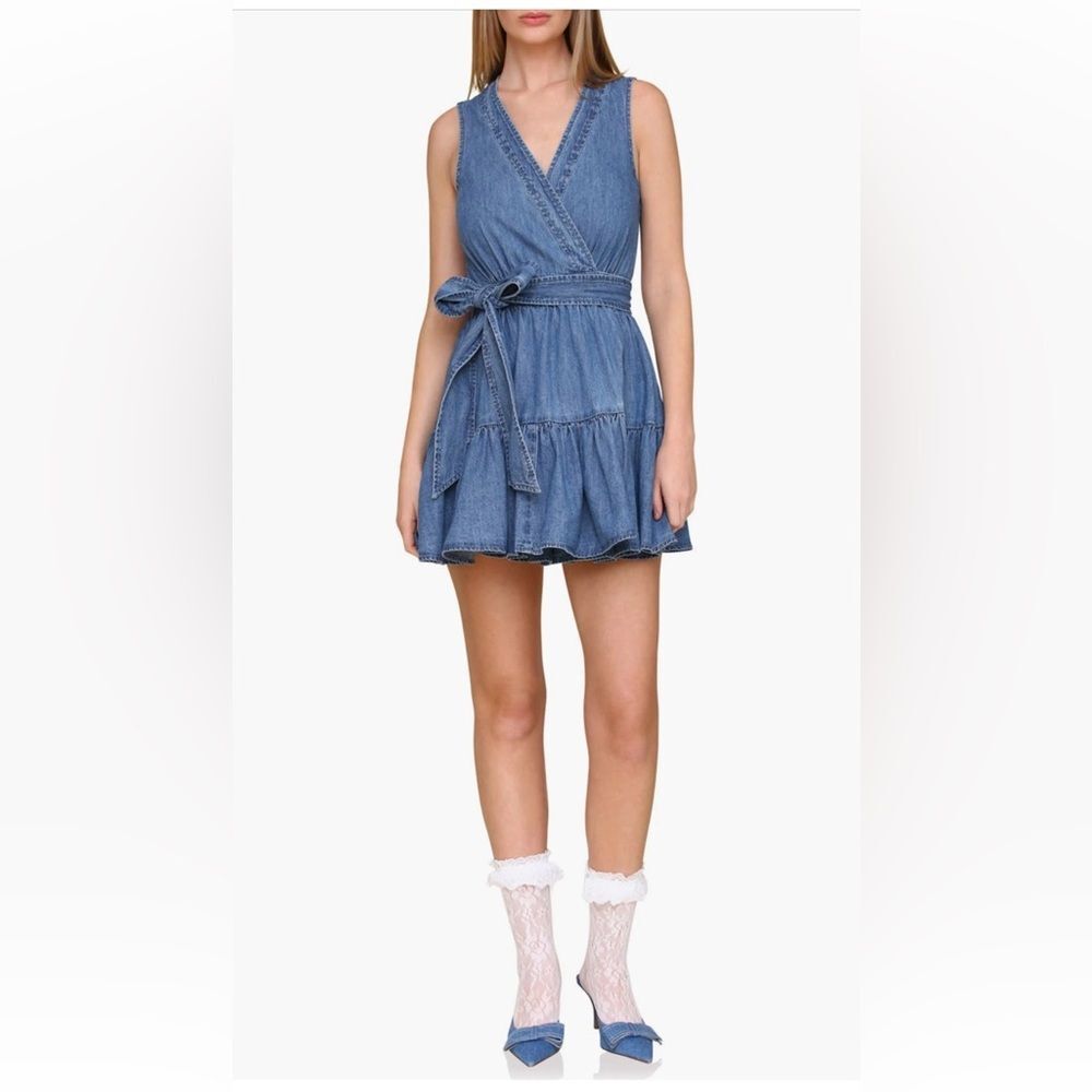 Anthropologie Denim Blue Wrap Mini Dress